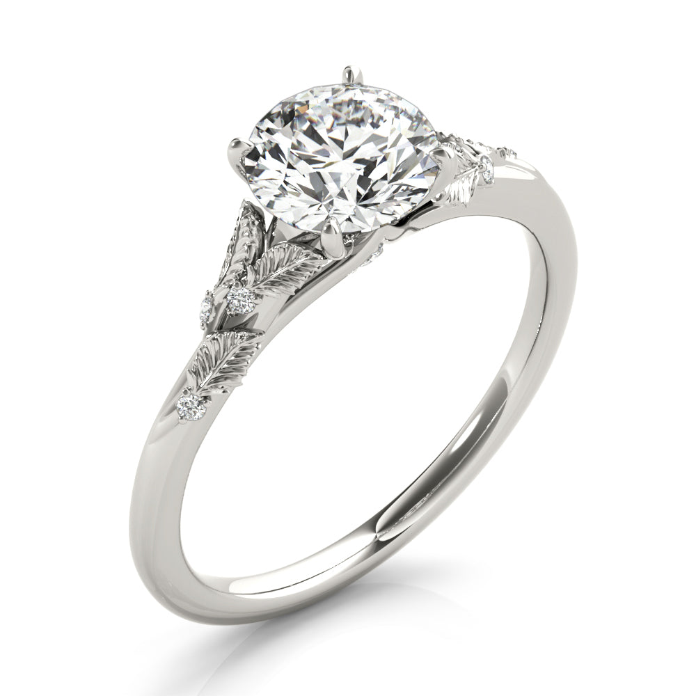 Laurel Round Diamond Solitaire Engagement Ring-VIRABYANI